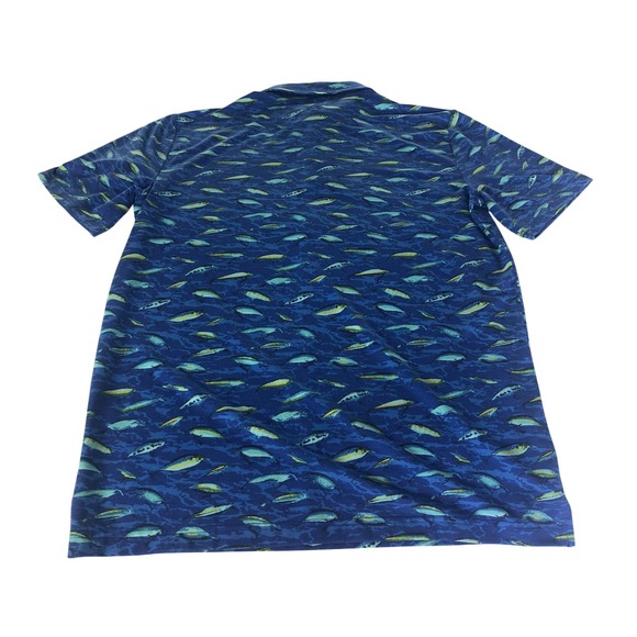 Magellan Outdoors Pro Print Short Sleeve Fishing Polo Shirt Men's Size M Blue - Picture 2 of 8